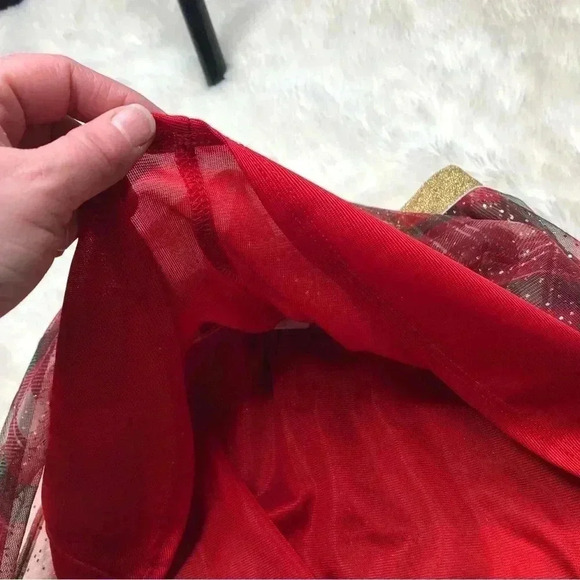 HolidayTime Skirt Red/Black/White Plaid Sparkly Mesh Size 3T - Picture 12 of 16